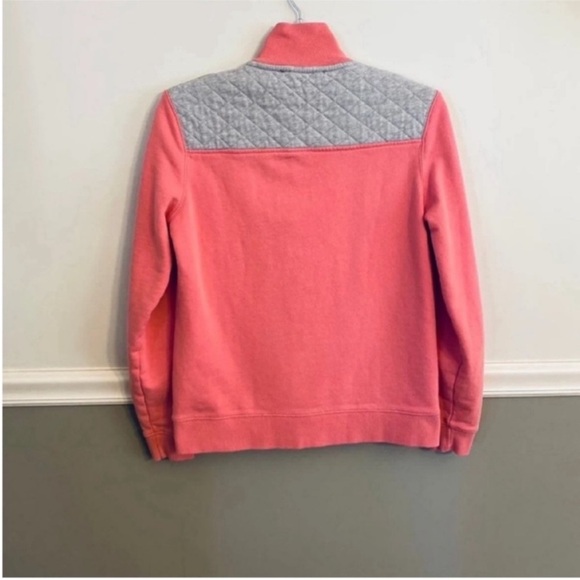 Vineyard Vines Shep Pink Coral Grey Quarter Zip Pullover Sweatshirt Small - Picture 2 of 10
